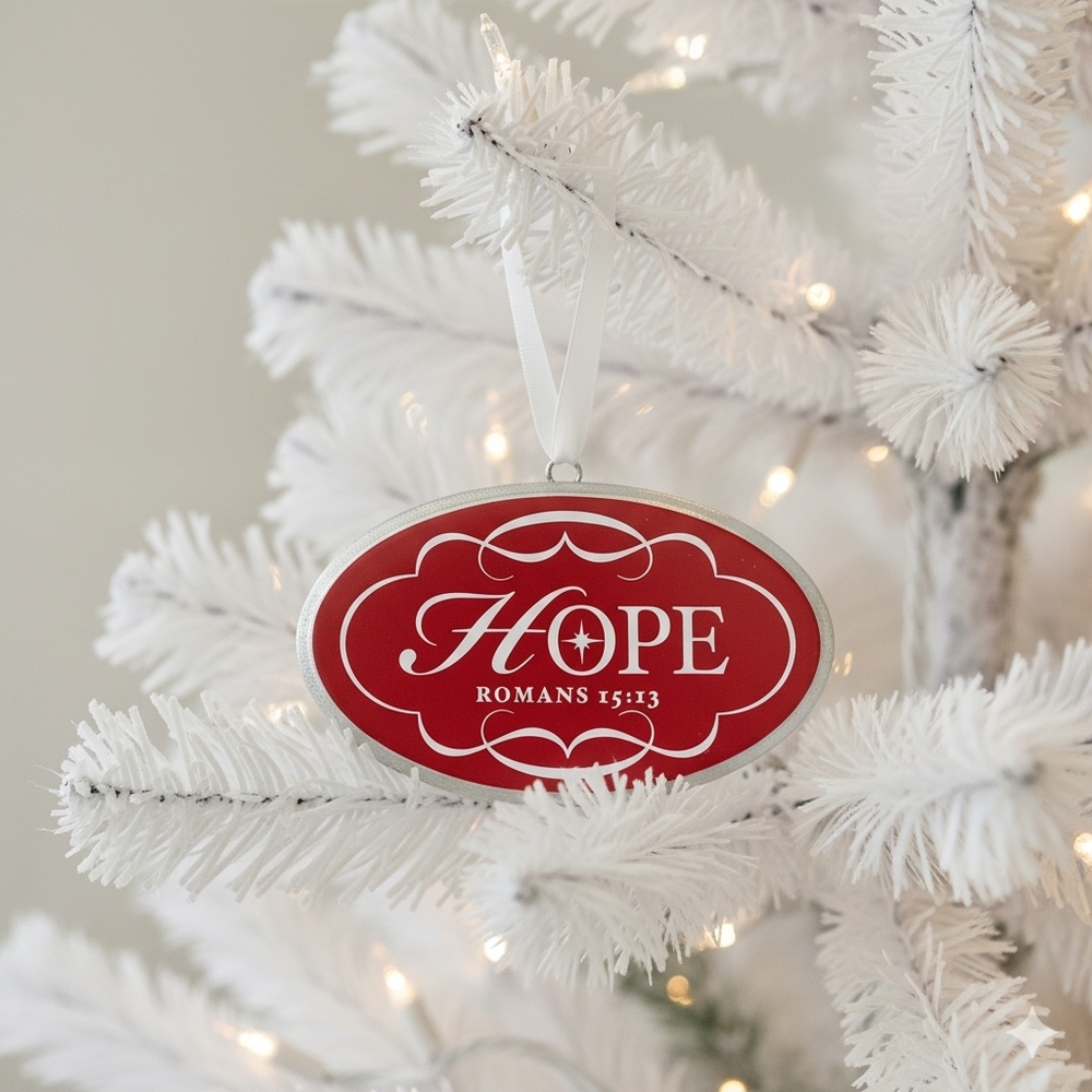 Romans 15:13 Hope Christian Christmas Ornament Red Faith Holiday Decor